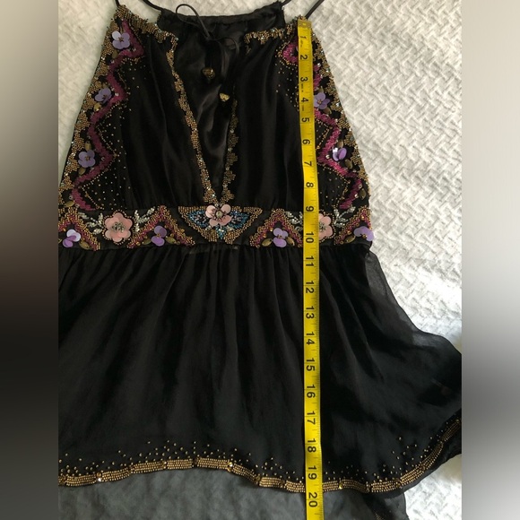 Vintage Y2K luxury designer Matthew Williamson beaded sheer black tank - Picture 12 of 17